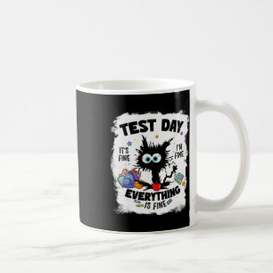 Mug Journée de test drôle chat stressé enseignant élèv