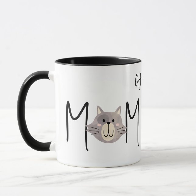 Mug Journée des mères noires nommée mère du chat gris  (Gauche)