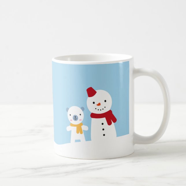 Mug Journée enneigée kawaii avec Noël de lapin et d'ou (Droite)