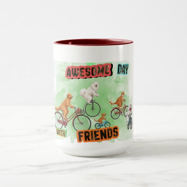 Mug Journée géniale avec des amis - Chiens et chats à  (Centre)