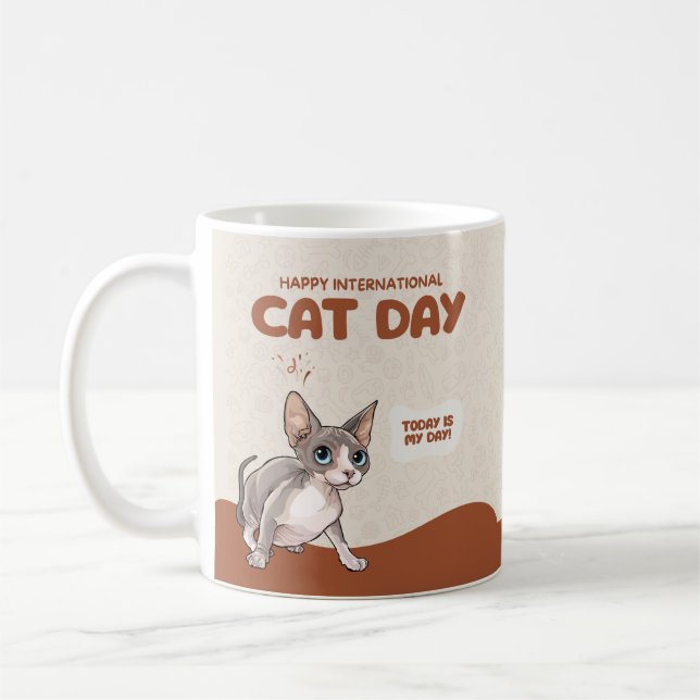 Mug Journée internationale de chat célébration Sphynx  (Gauche)
