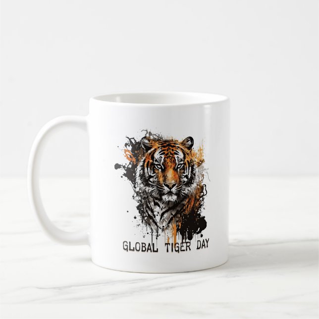 Mug Journée mondiale du tigre, tigre grinçant (Gauche)
