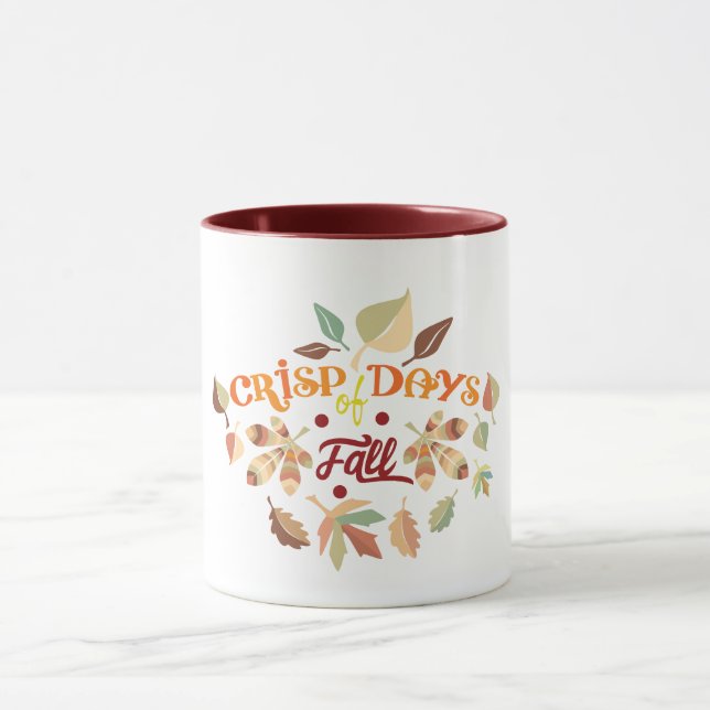 Mug Jours Crayeux de Typographie de Feuilles d'Automne (Centre)