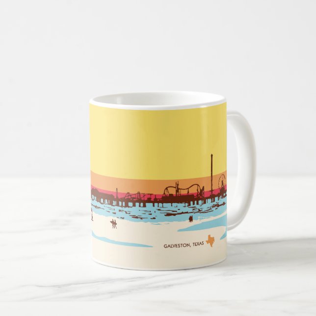 Mug Jours de surf - Île Galveston, Jetée de plaisance (Devant droit)