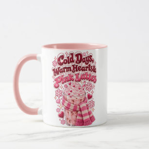 Mug Jours Froids Cœurs Chauds Noël Lattes Roses