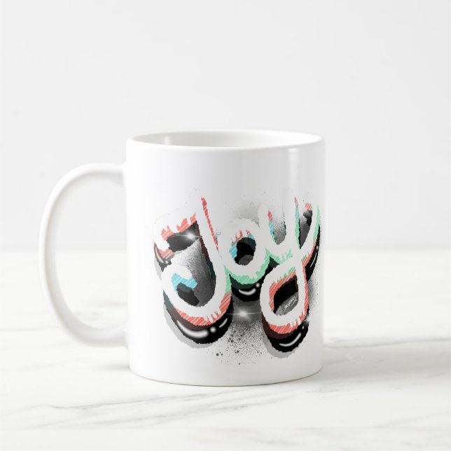Mug Joy Airbrush Street Art Neon Letting main (Gauche)