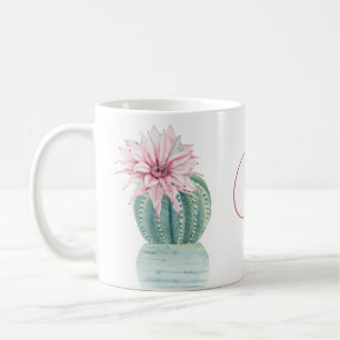 Mug Joy Citation Vert Cactus Rose Succulent Fleur