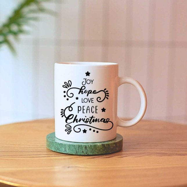Mug Joy Hope Love Peace Christmas Imprimer Blanc moder (Créateur téléchargé)