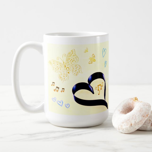 Mug Joy Matters - Music Cat - Papillon & Abeilles Doré (Avec donut)