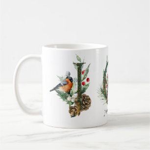 Mug JOY Pine Cone Red Berry Birds Noël