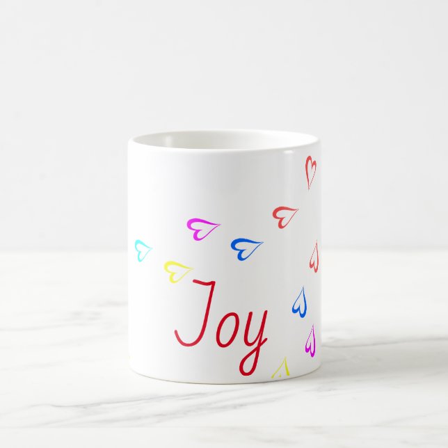 Mug Joy texte coeurs colorés (Centre)