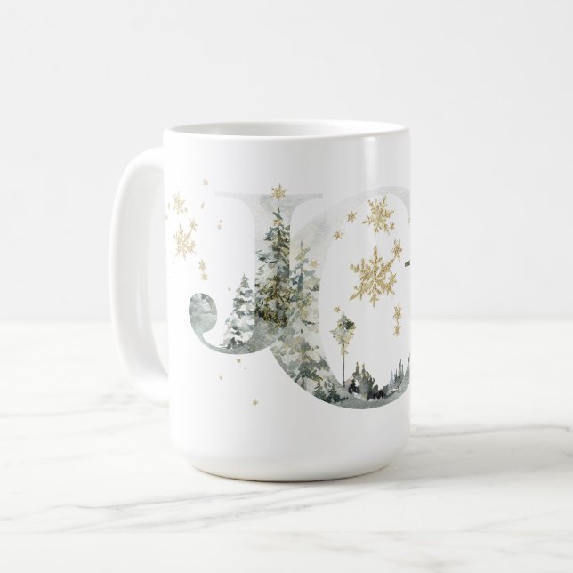 Mug Joy Winter Forest Letting Gold Snowflakes (Devant gauche)