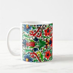 Mug Joyaux Tons Médiéval Fleurs Manuscrits Scrolls