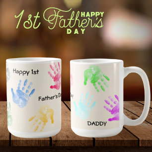 Mug Joyeuse 1ère Fête des pères papa bébé empreinte de