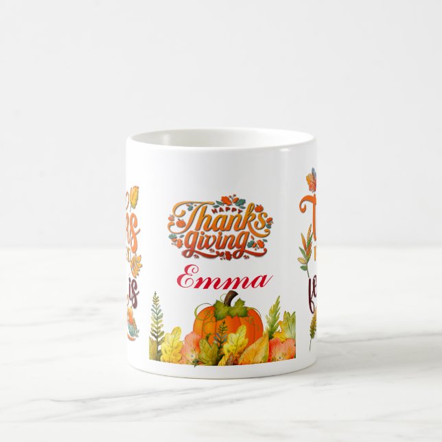 Mug Joyeuse Action de Grâce Citrouille Feuilles Festiv (Centre)