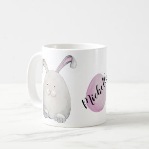 Mug Joyeuse Aquarelle de lapin de Pâques peinte à la m