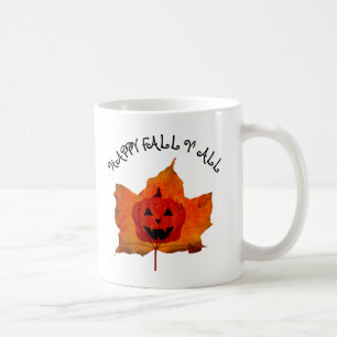 MUG JOYEUSE AUTOMNE À TOUS FEUILLES D'AUTOMNE CITROUIL