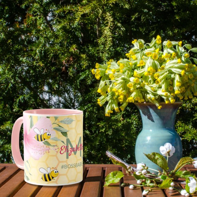 Mug Joyeuse bourde abeilles jaune nid d'abeille (Créateur téléchargé)