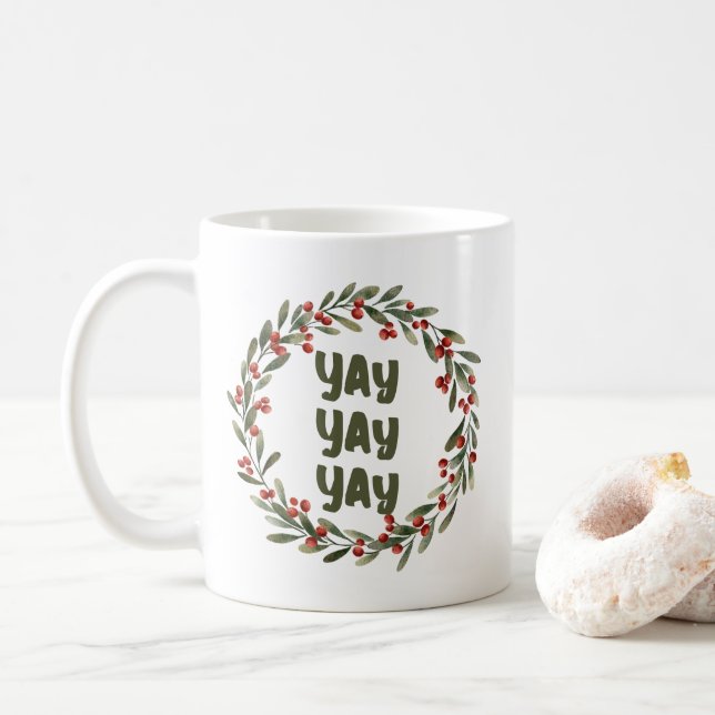 Mug Joyeuse couronne de Noël Jour de mariage d'hiver J (Avec donut)