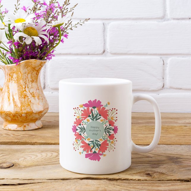 Mug Joyeuse fête de la mère fleurie (Créateur téléchargé)