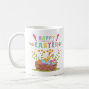 Mug Joyeuse fête de Pâques Lapin Mignon Avec Œufs - Pâ