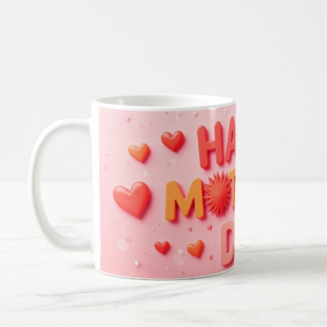 Mug Joyeuse fête des Mères avec des cœurs (Gauche)
