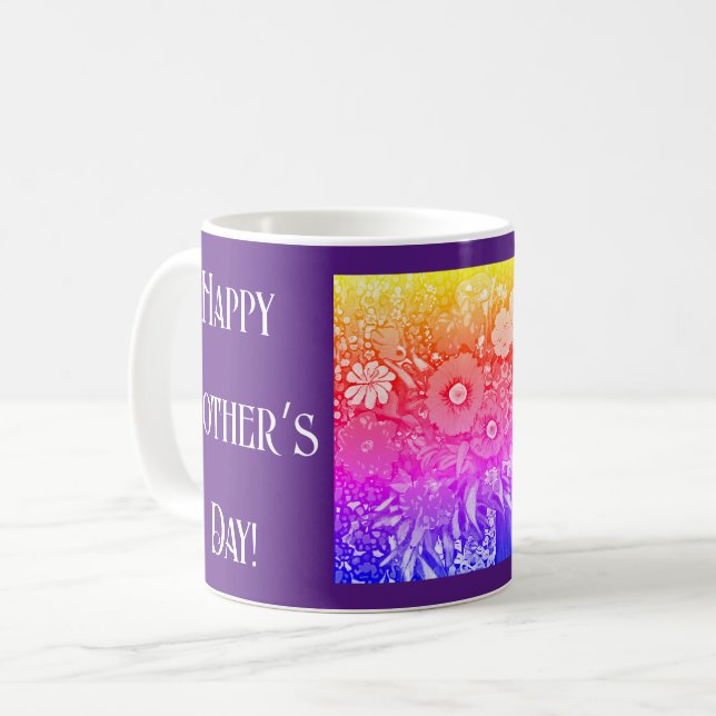 Mug Joyeuse fête des mères bouquet de fleurs rétro (Devant gauche)