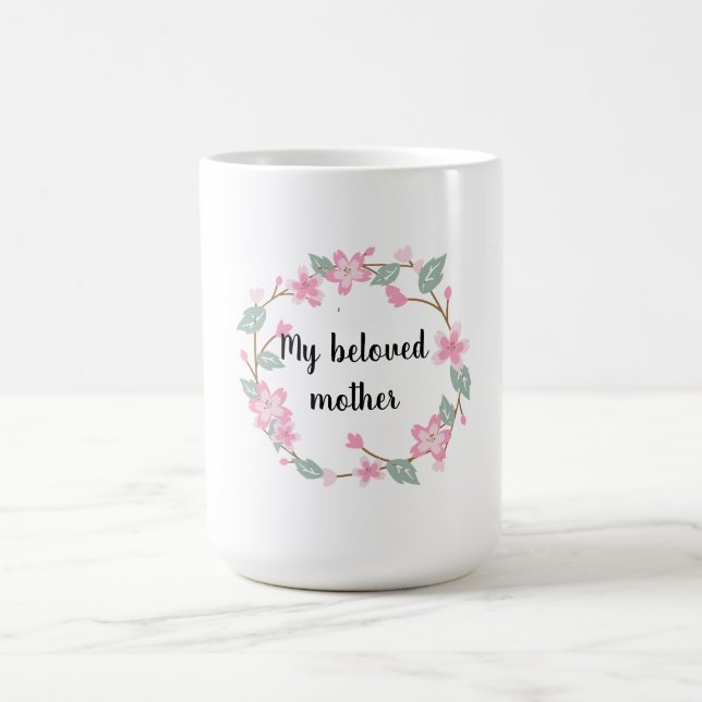 Mug Joyeuse fête des Mères – Conception de couronne fl (Centre)