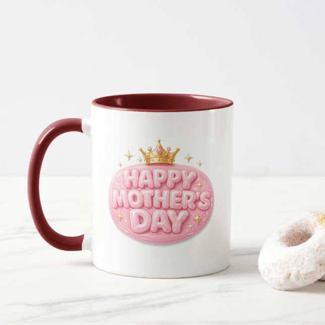 Mug Joyeuse Fête des Mères Couronne Bulle Fonte (Avec donut)