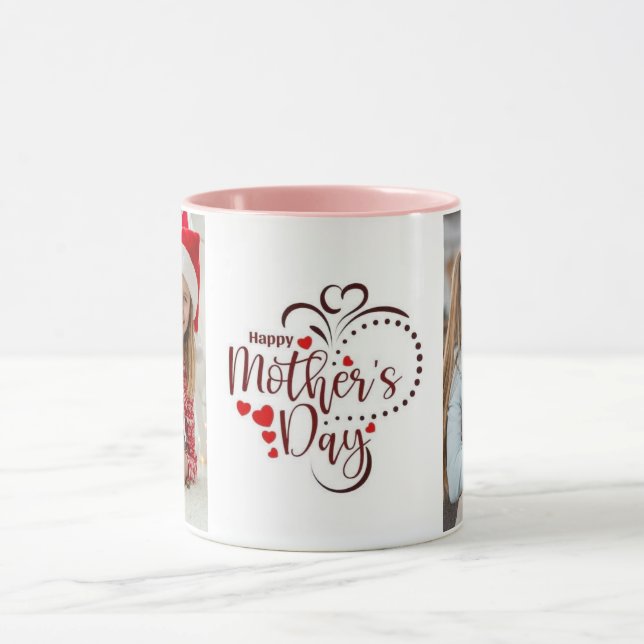 Mug Joyeuse fête des mères | Élégant Collage de 2 Phot (Centre)