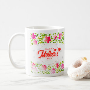 Mug Joyeuse Fête des Mères Élégante Florale Aquarelle 