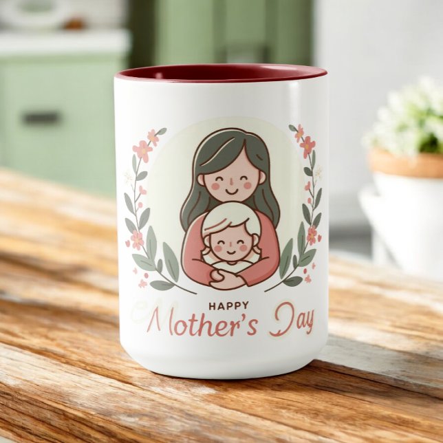 Mug Joyeuse fête des Mères - Étreinte florale de maman (Créateur téléchargé)