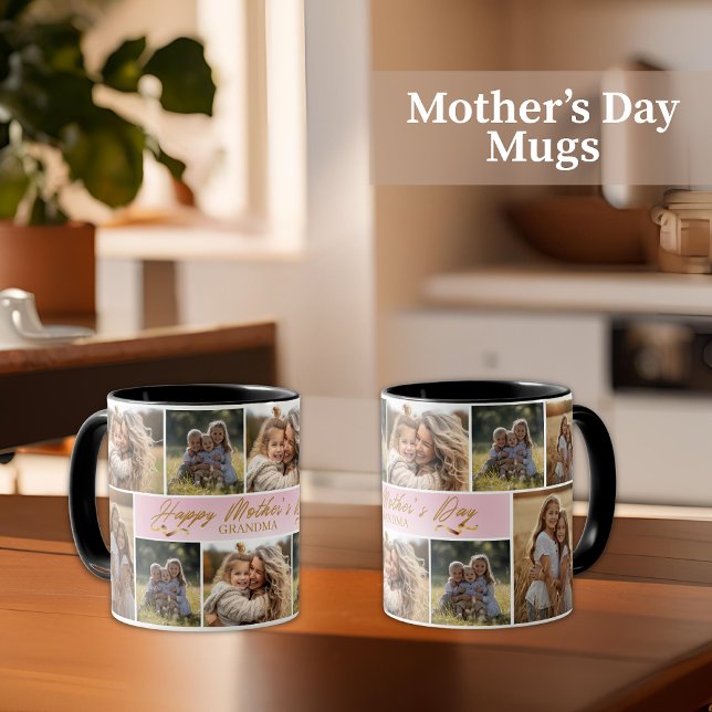Mug Joyeuse fête des Mères Grand-mère Collage photo ro (Créateur téléchargé)