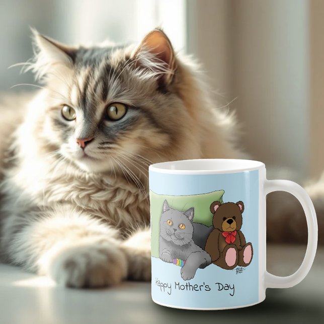 Mug Joyeuse fête des mères Gray Chat (Créateur téléchargé)