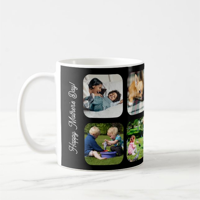 Mug Joyeuse Fête des Mères je t'aime maman photo noir  (Gauche)