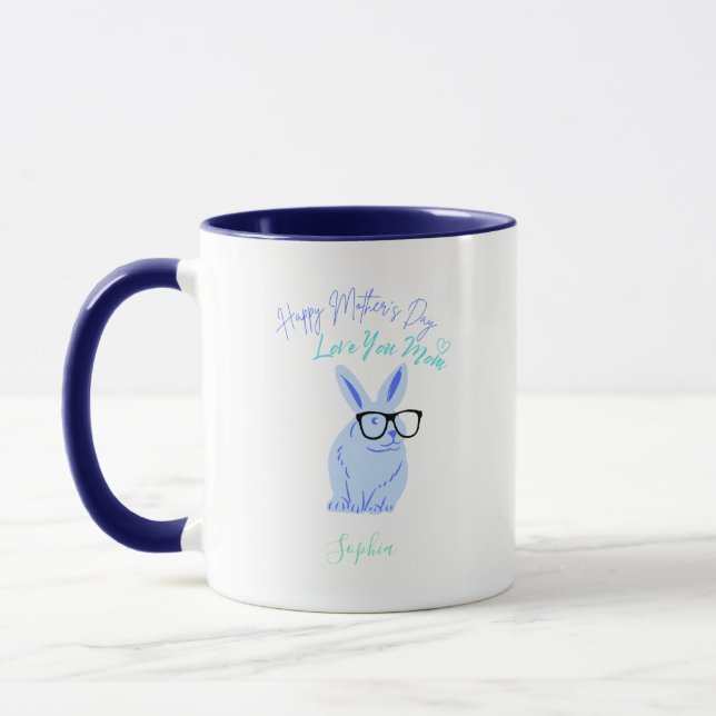 Mug Joyeuse Fête des mères Lapin Bleu   (Gauche)