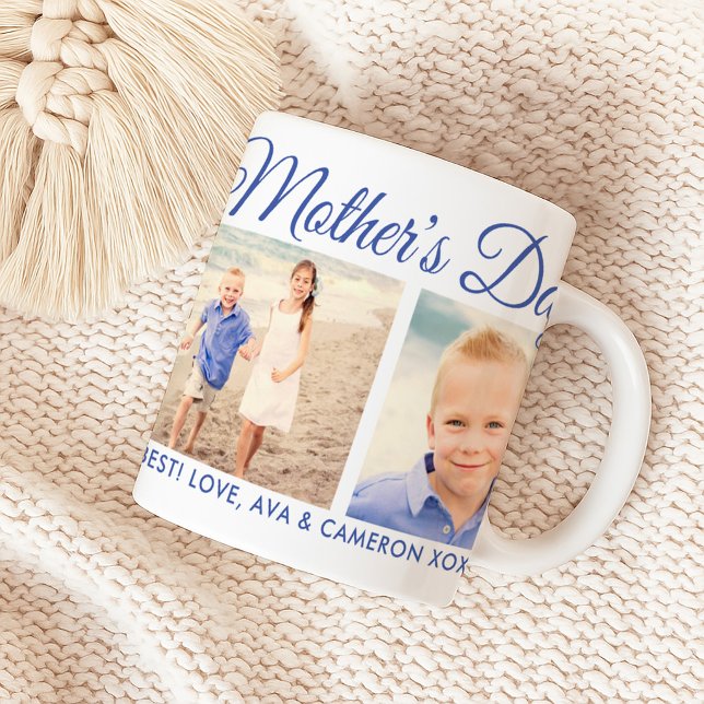 Mug Joyeuse Fête des Mères Maman Écriture Bleue Photo (Créateur téléchargé)
