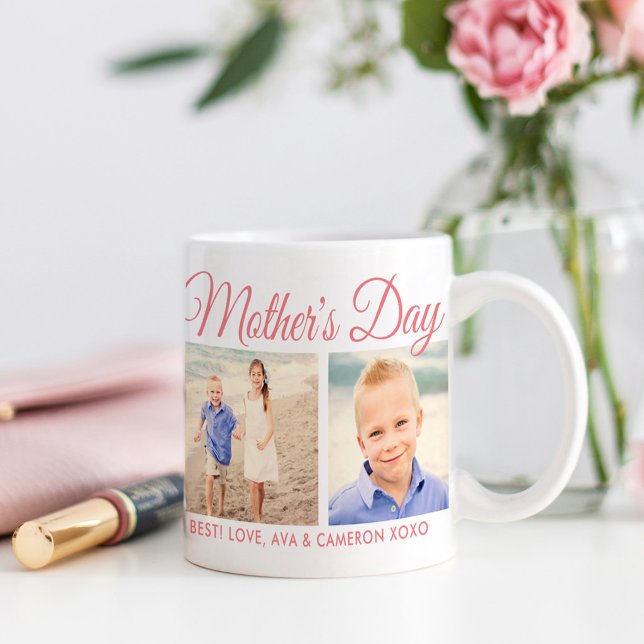 Mug Joyeuse Fête des Mères Maman Écriture Rose Photo (Créateur téléchargé)