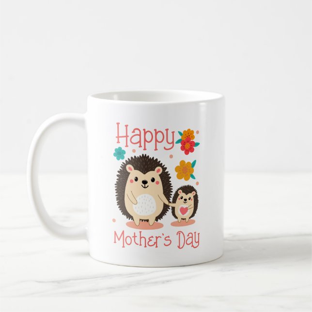 Mug Joyeuse Fête des Mères Maman et bébé Hérisson (Gauche)