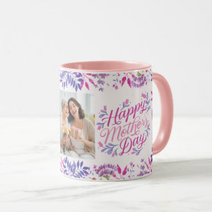 Mug Joyeuse fête des mères mignonne aquarelle florale 