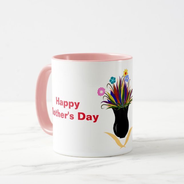 Mug Joyeuse fête des mères Nom de jolies fleurs (Devant gauche)