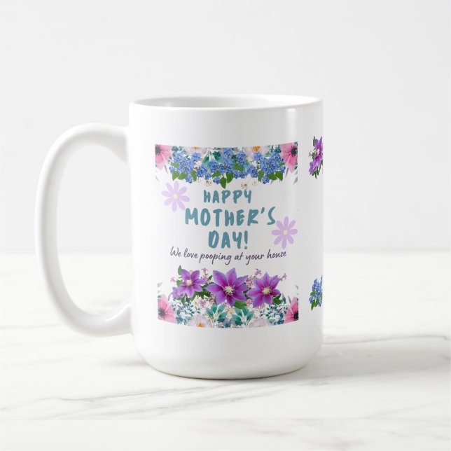 Mug Joyeuse Fête des mères nous aimons le caca dans vo (Gauche)