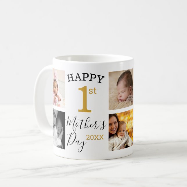 Mug Joyeuse Fête des Mères Nouvelle Maman 8 Photo Coll (Devant gauche)