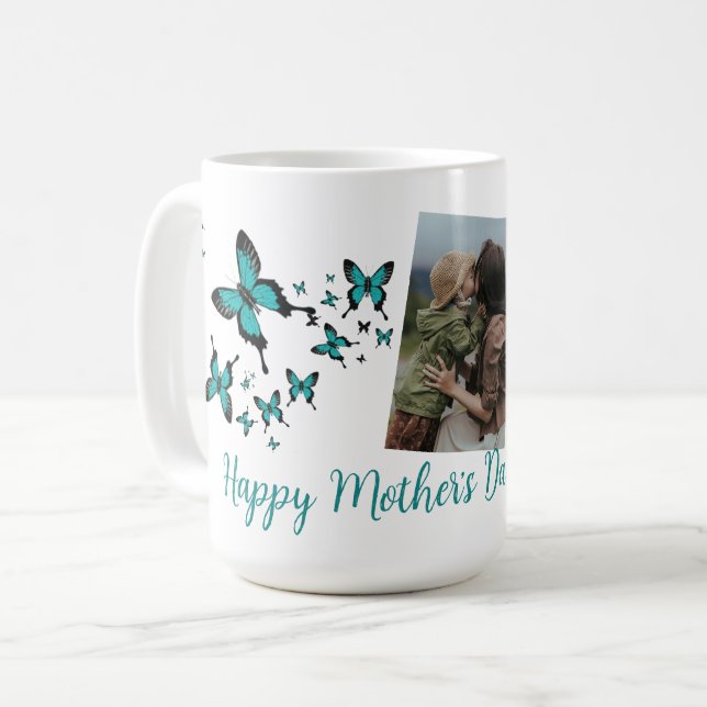 Mug Joyeuse Fête des Mères Papillon Photo Mignonne  (Devant gauche)