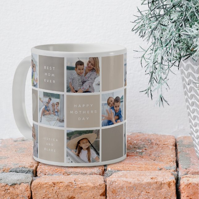 Mug Joyeuse Fête des mères photo Grille de conservatio (Créateur téléchargé)