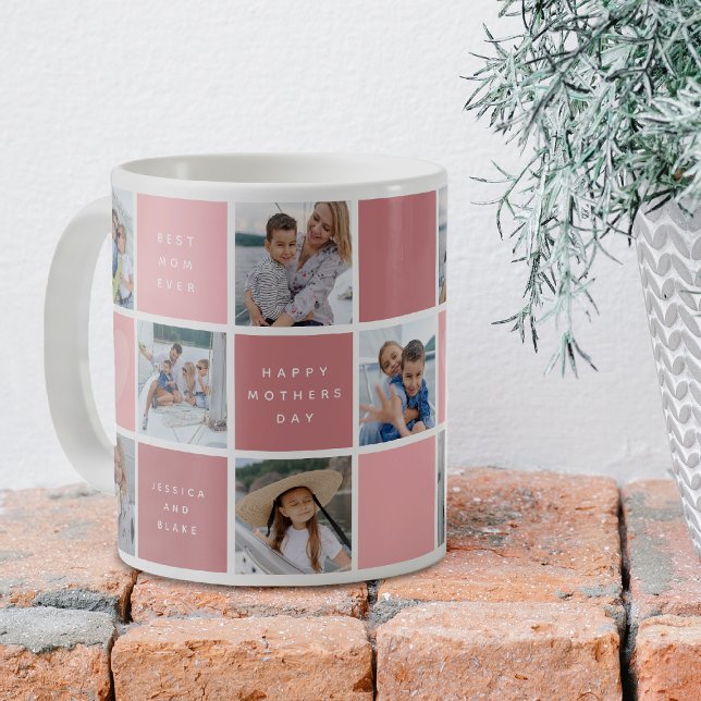Mug Joyeuse Fête des mères photo Grille de conservatio (Créateur téléchargé)
