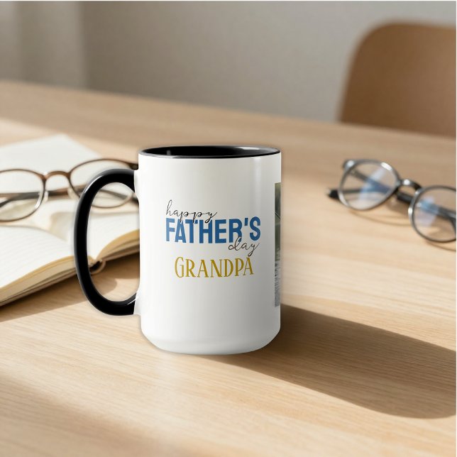 Mug Joyeuse Fête des Pères Papi Nous t'aimons Photo Bl (Créateur téléchargé)
