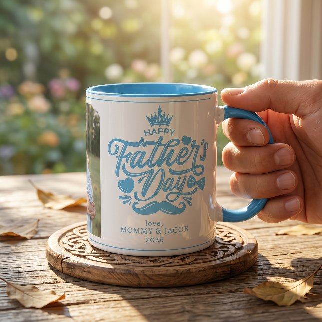 Mug Joyeuse fête des pères | Photo de papa Café (Créateur téléchargé)