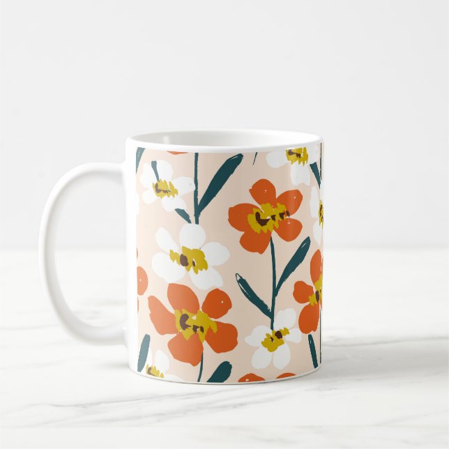 Mug Joyeuse fleur sèche peinte fleurit sans couture mo (Gauche)