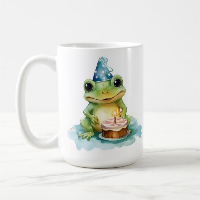 Mug Joyeuse grenouille mignonne d'anniversaire (Gauche)